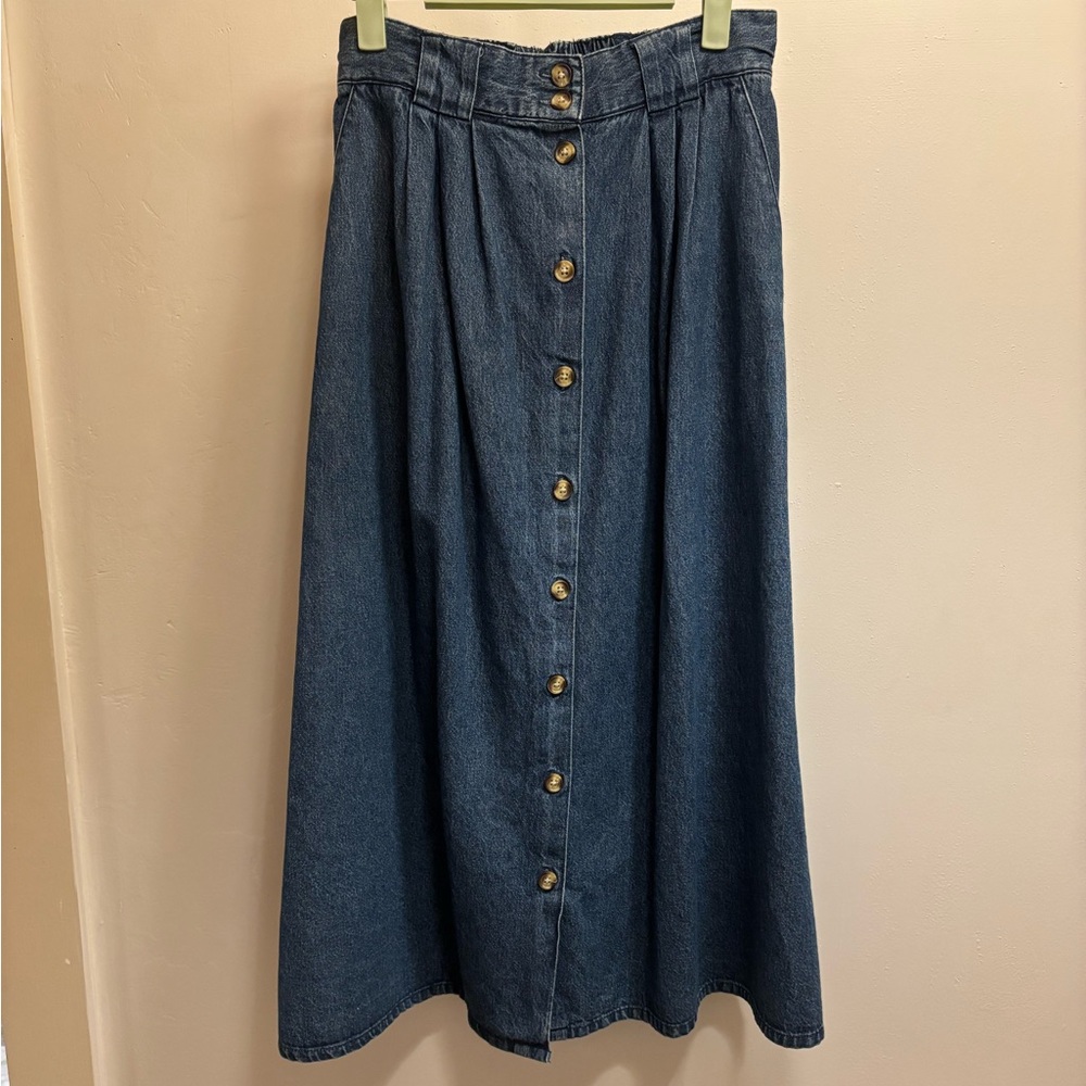 Denim Button-Down Skirt